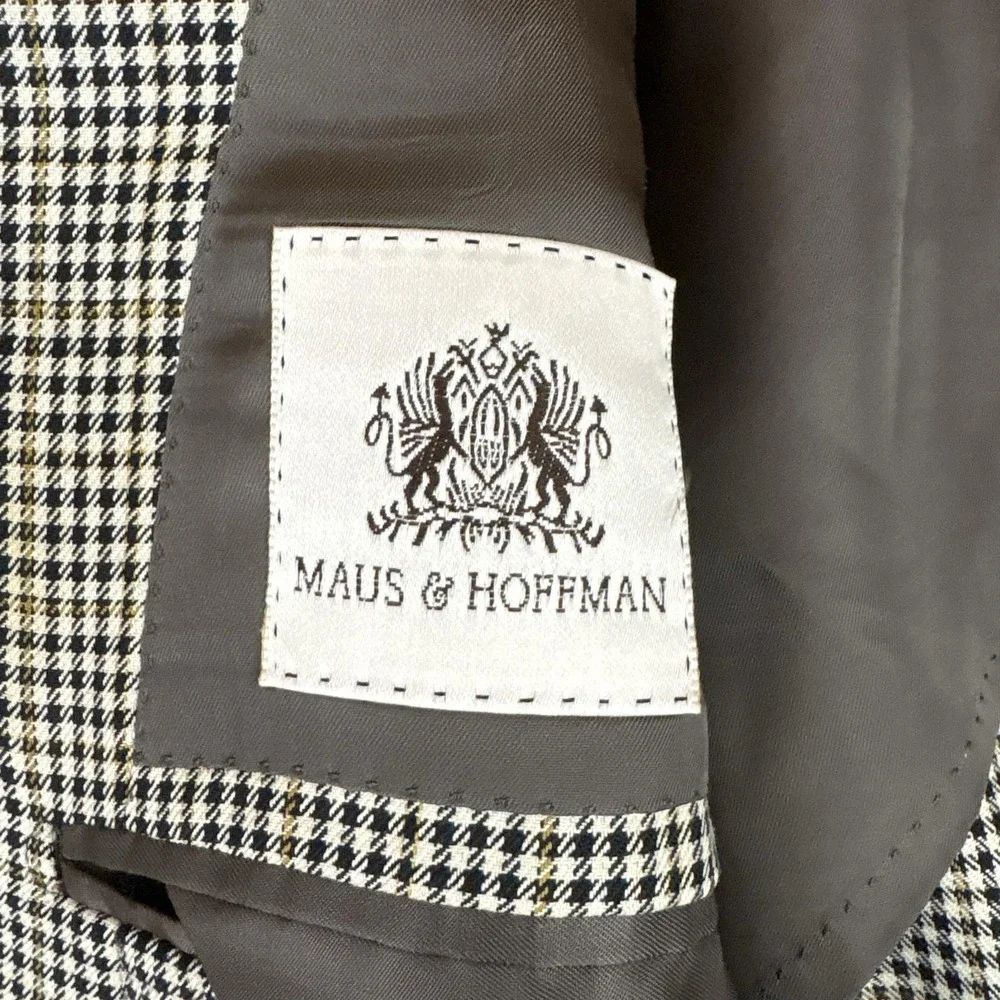 Maus Hoffman Blazer Sport Coat UNstructured Mens 44R Check Wool Silk Tweed Italy